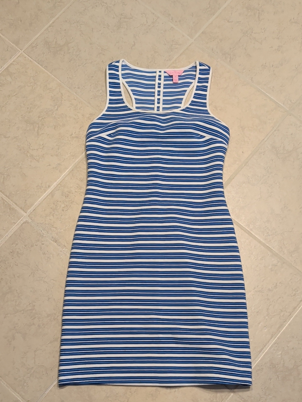 Lilly Pulitzer Blue & White Striped Racerback Shift Dress